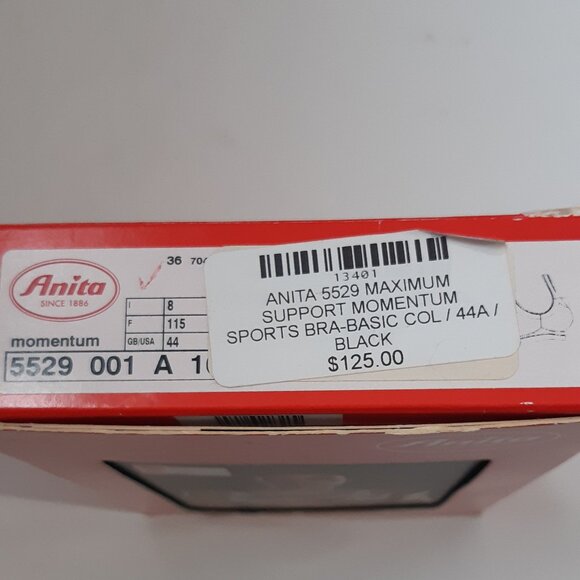 Anita  Sport Bra 5529 44A Momentum Maximum Support  Black  Wire-Free Wireless - Picture 2 of 8